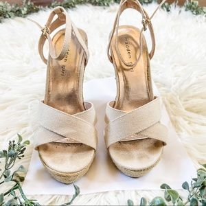 Cream Espadrille Wedge Heels